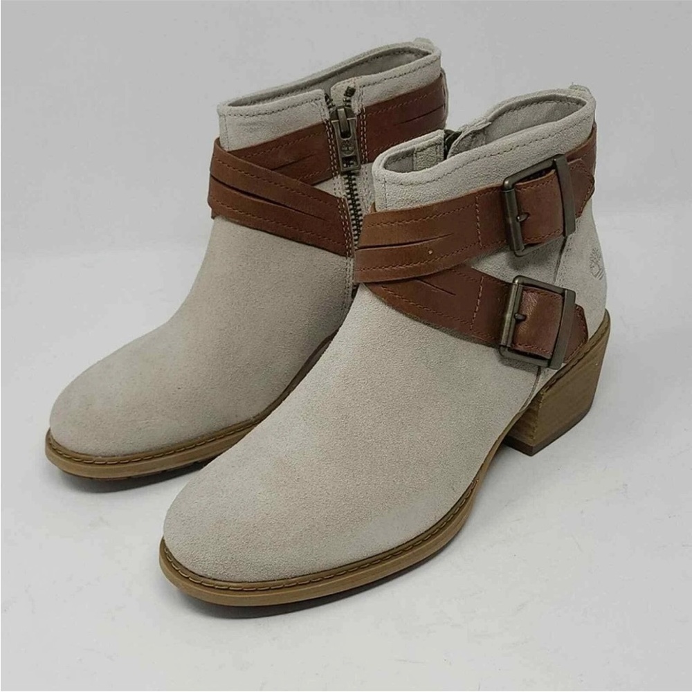 Timberland Cream and Brown Ankle Boots